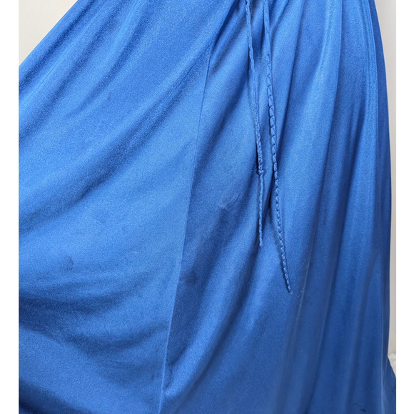 70s Vintage René Blue Satin Lace Nightgown & Robe Set 1970s Glam Lingerie - Picture 9 of 16